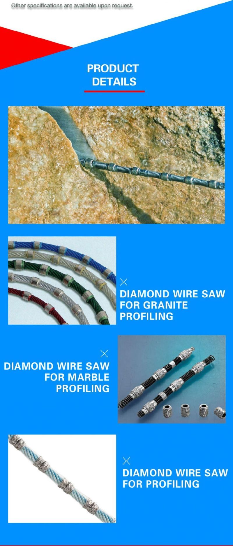 Marble Stone Diamond Wire Saw for Profiling Marble Blcok Wire Rope