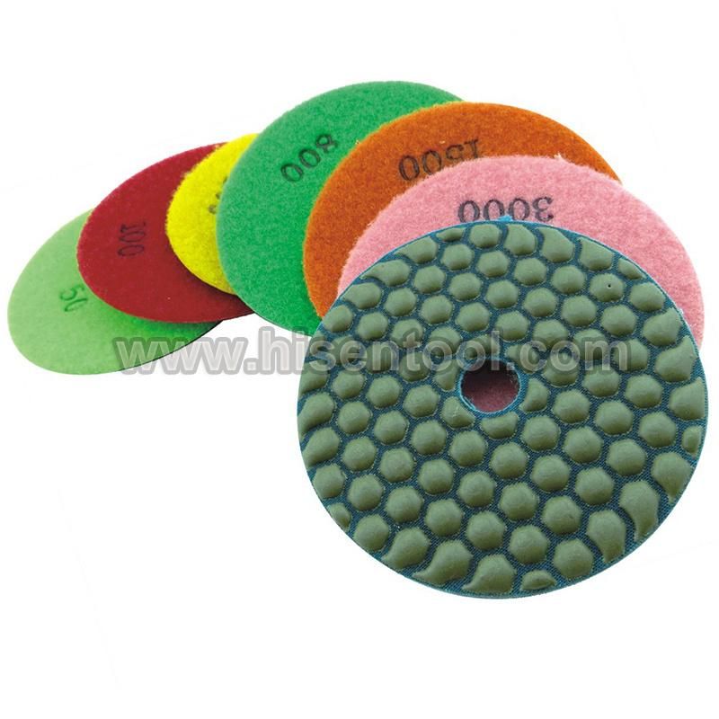 100mm Hook & Loop Back Diamond Flexible Dry Polishing Pads