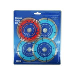 4PCS 115mm Diamond Saw Blade Set in PVC Double Blister