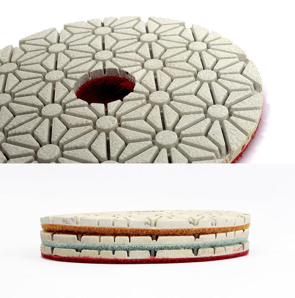 4inch/100mm Whit Diamond 3-Steps Wet Polishing Pad for Stone Marble Grinding
