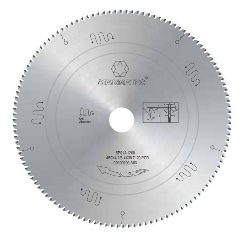 Sp01A1200 PCD Circular Saw Blade for Aluminum / PVC / Plastic Cutting Tool Anti-Vibration Match Table Machine Portable Machine Super Hard 18 Inch Tp Tooth