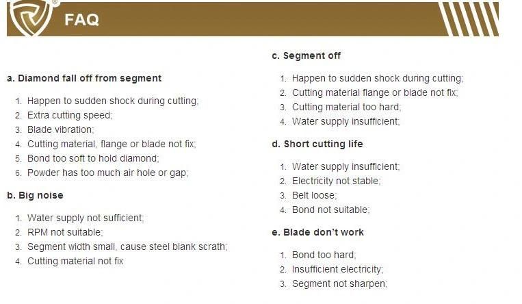 Diamond Tips Segment for Marble Cutting