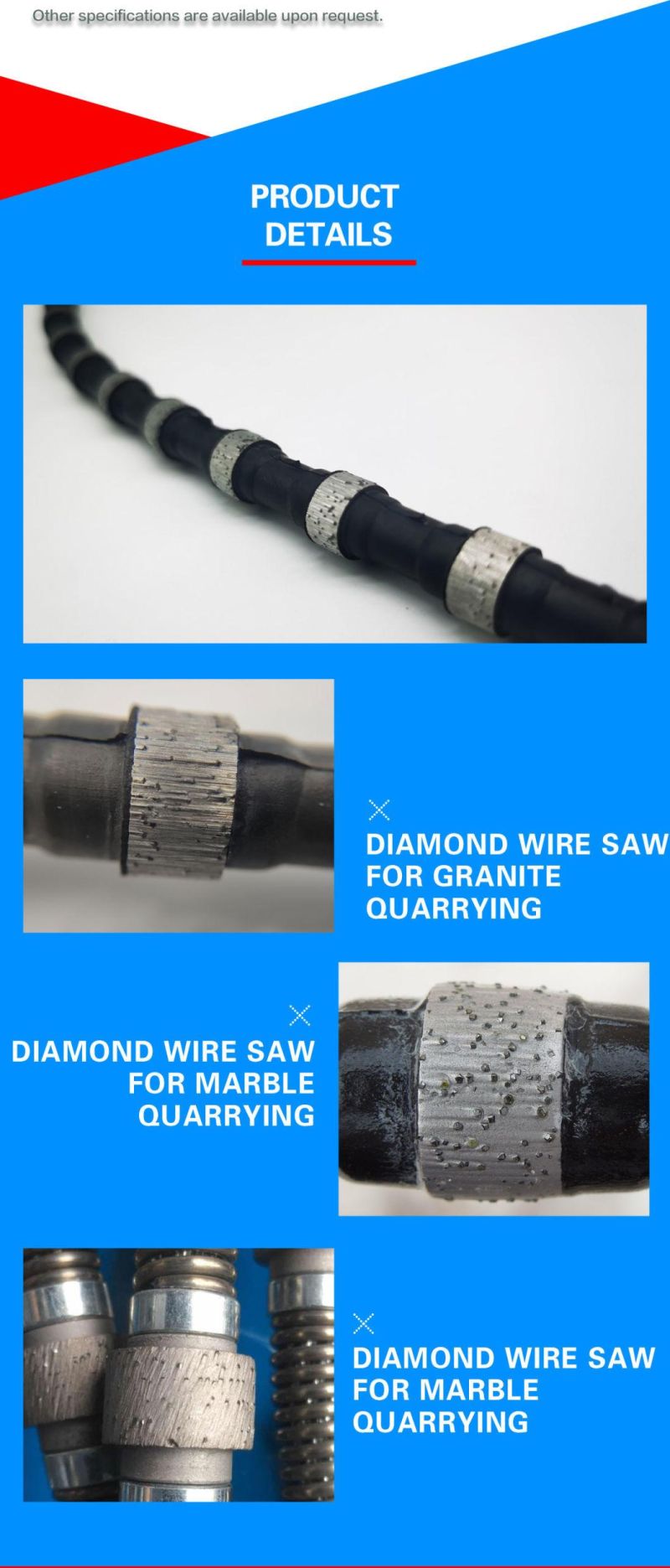 12.0mm 40PCS Diamond Beads Diamond Wire Saw Quarry Granite Wire Rope Saw Rope Granite