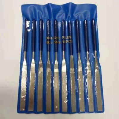 Diamond Flat Grinding Mount Point Needle File Tips for Metal 10pieces