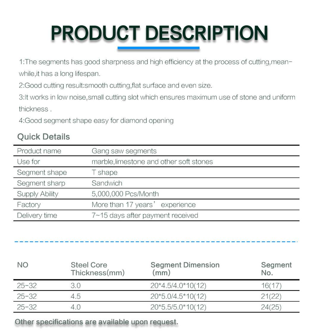 A Grade Tools China Manufacturer Diamond Segment for Stone Marble Cutting Good Sharpness