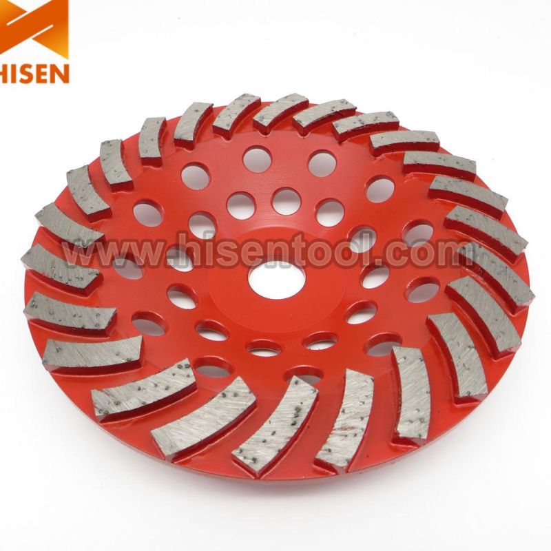 Soft Bond 7" Diamond Turbo Cup Wheel for Concrete with 24 Segments