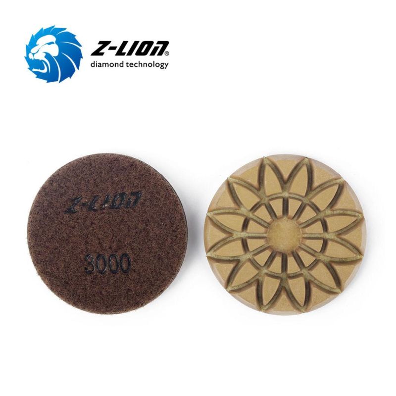 Abrasive Tools Diamond Resin Floor Polishing Pads 3 Inch X 6mm Thickness Lotus Type Zl-16sf