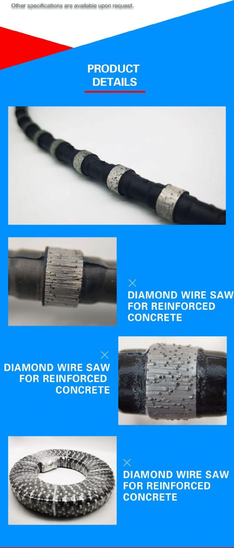 11.5mm Beads 40PCS Diamond Wire Saw for Reinforced Concrete Cutting