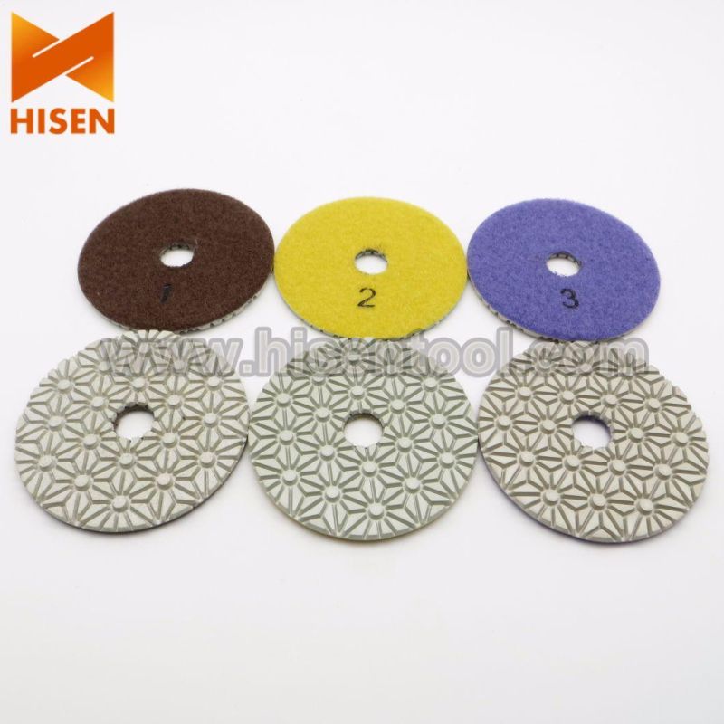 100mm 3 Steps Diamond Wet Polishing Pads for Granite, Terrazzo Stone