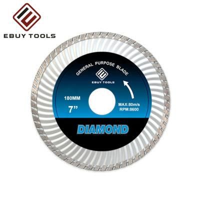 180mm 7inch Strengthen Turbo Wave Diamond Saw Blade for Cutting Concrete, Marble, Granite and Asphalt