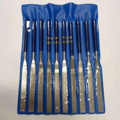 10pieces Diamond Flat Grinding Mount Point Needle File Tips for Metal