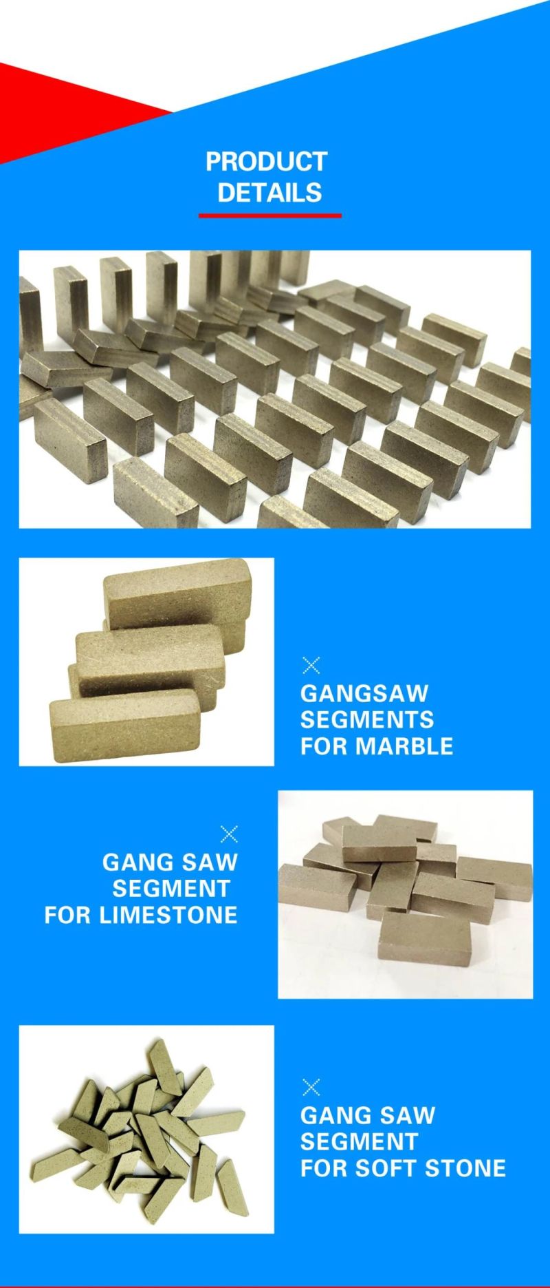 Stable Cutting Flat Type Diamond Segment for Marble Cutting No Chipping