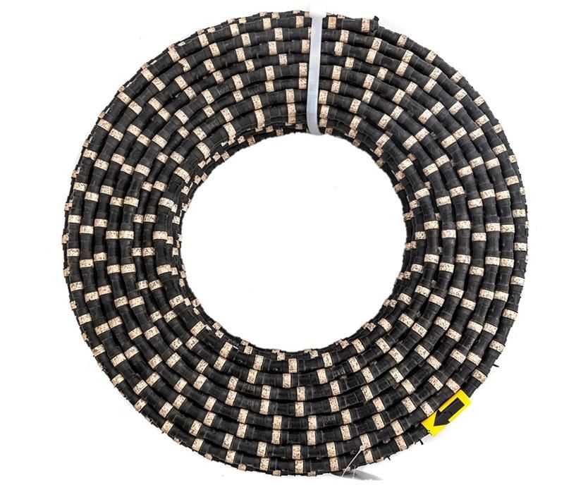 Rubber+Spring Coated Wall Cutting Diamond Wire with Sintered Beads