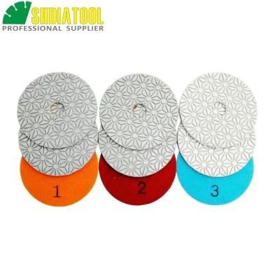 3PCS/Set 4&quot; Flower Type 3 Step Diamond Polishing Pad for Granite