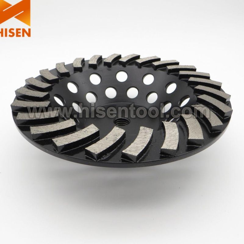 7" Spiral Pattern Diamond Cup Wheel for Concrete with 24 Segments