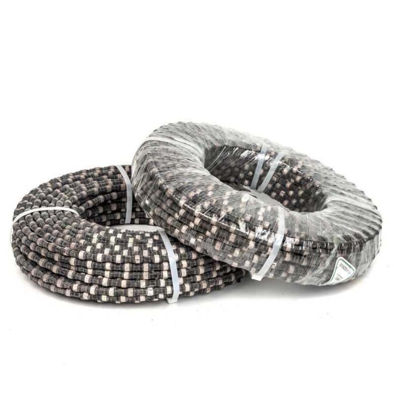 Rubber + Spring or Rubber Coating Granite Cutting Diamond Wire Saw