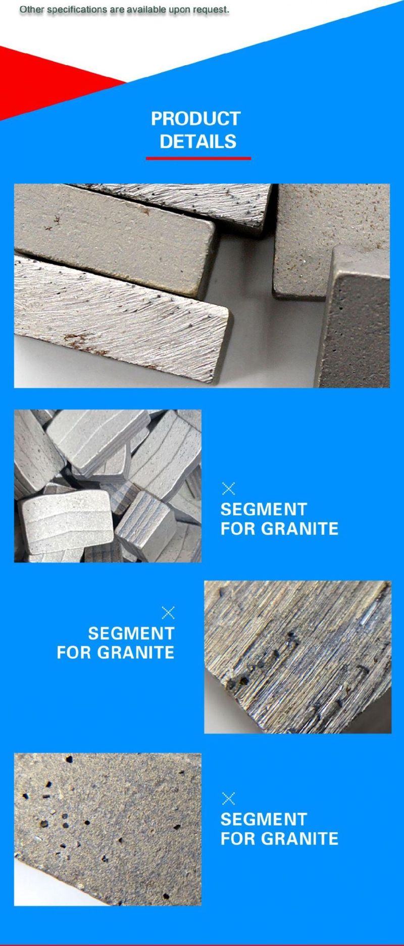 Single Granite Blade Segment 500mm Diamond Tips Cutter Diamond Segments