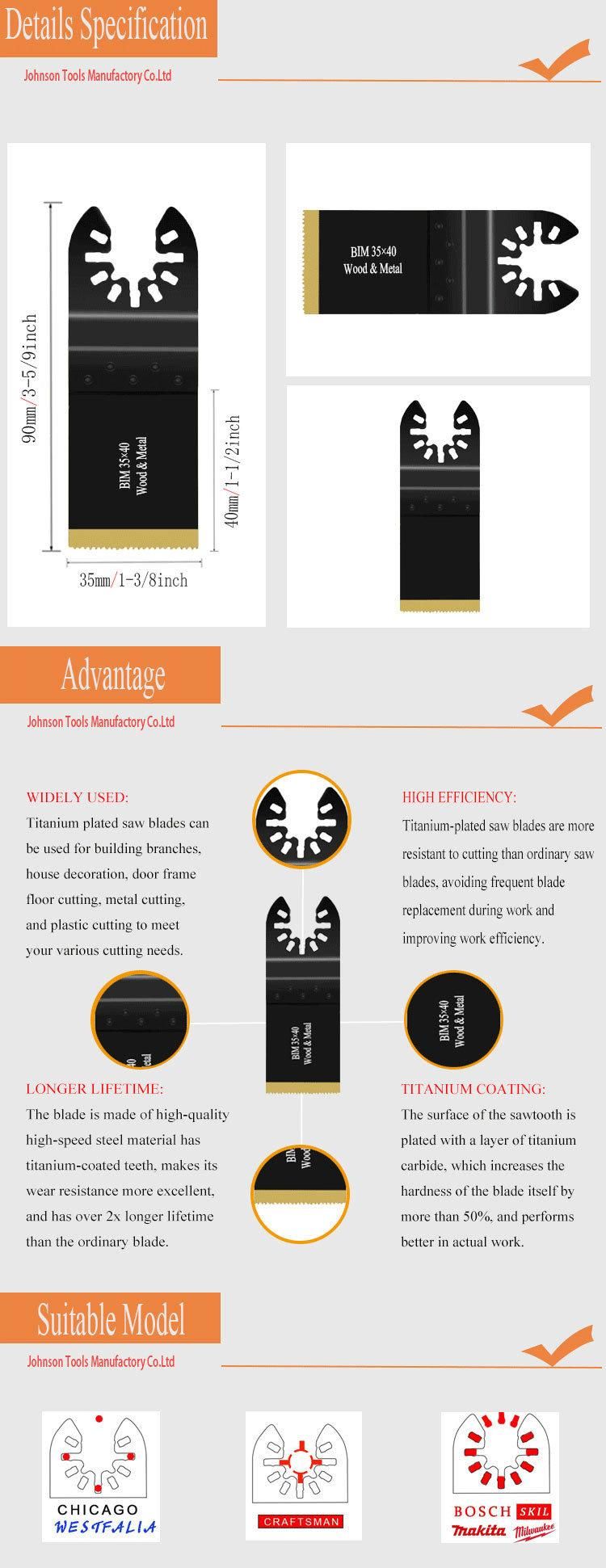 High Quality 34mm Quick Release Titanium Oscillating Multi Tool Saw Blades for Metal and Wood