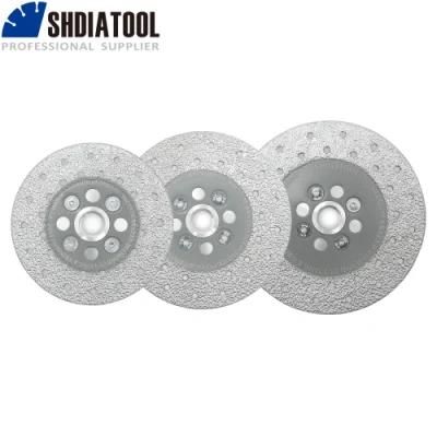 Shdiatool 5&quot; Premium Quality Double Sided Vacuum Brazed Diamond Cutting &amp; Grinding Disc with 5/8-11 Flange for Granite Marble Tile