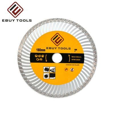 7inch 180mm Strengthen Turbo Wave Diamond Saw Blade for Cutting Concrete, Marble, Granite and Asphalt