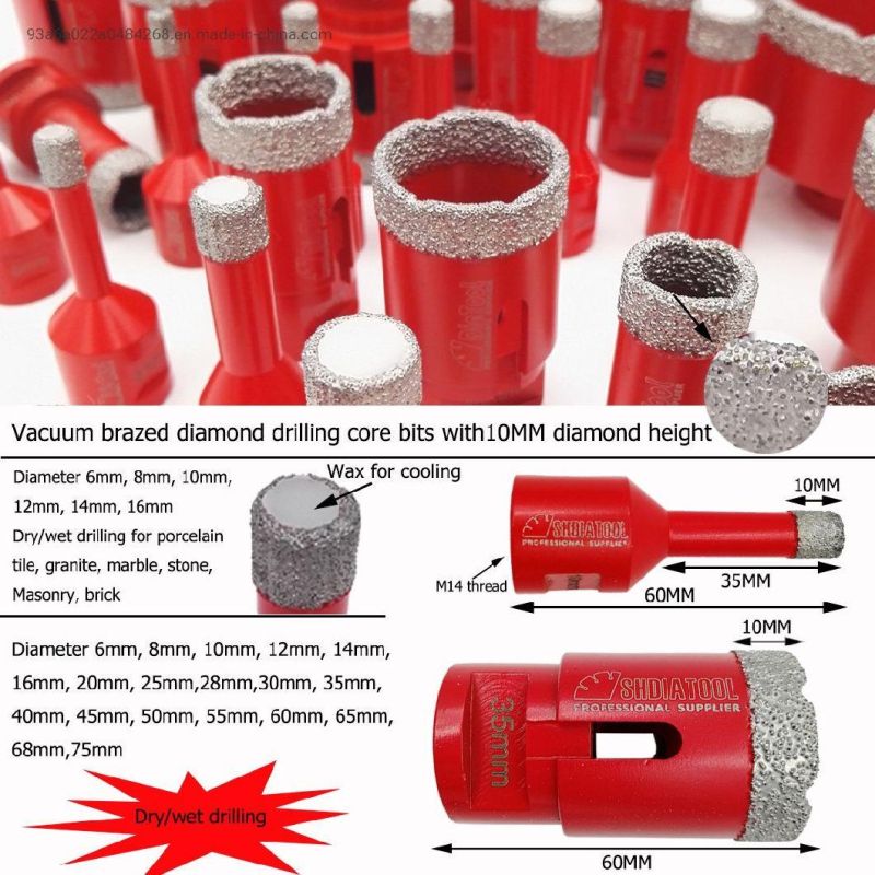 5/8-11 (American Thread) Vacuum Brazed Diamond Drilling Core Bits Drills Hole Saw Hole Cutter Diamond Drill Bit for Porcelain Marble Granite