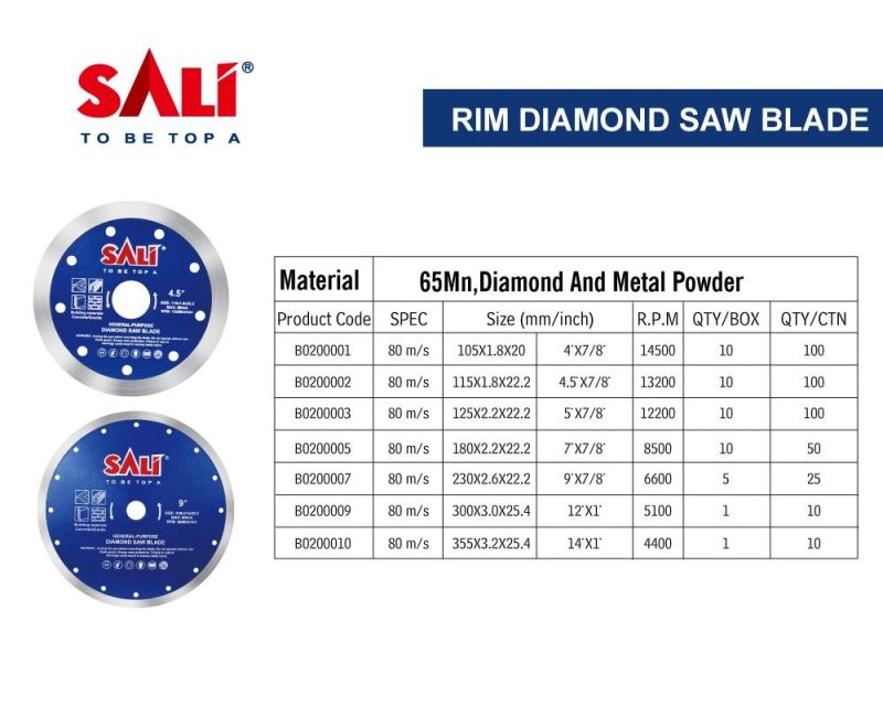 Sali 4.5inch 115*1.8*22.2mm High Quality Rim Diamond Saw Blade