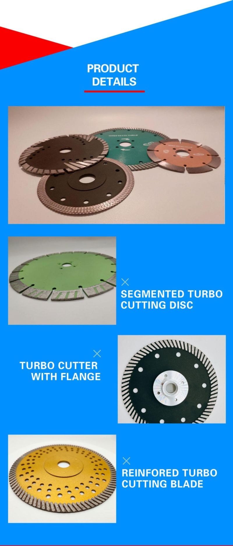 8 Inch High Efficiency Diamond Cutting Disc Cutter Sintered Brazed Segmented Blades