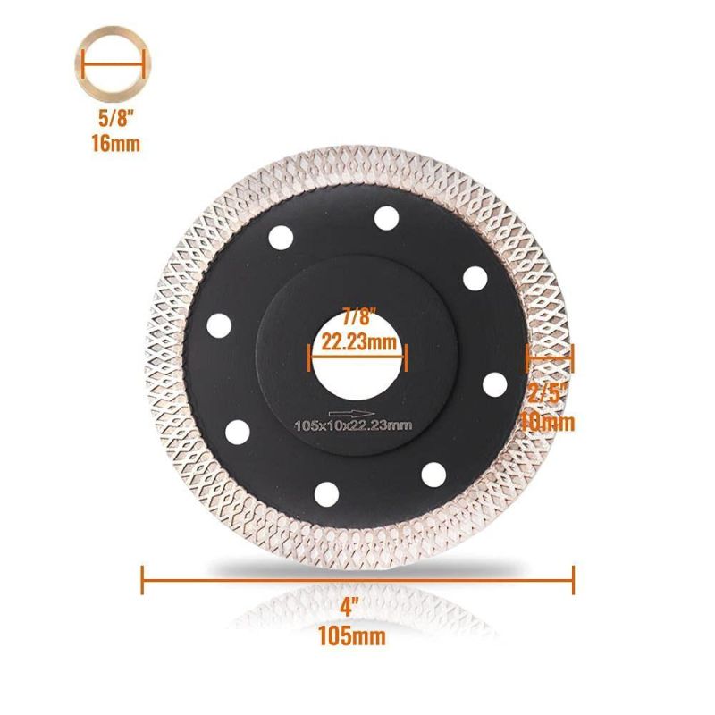 4" X Mesh Turbo Tile Cutting Disc Diamond Hot Press Sintered Saw Blades for Porcelain Ceramic