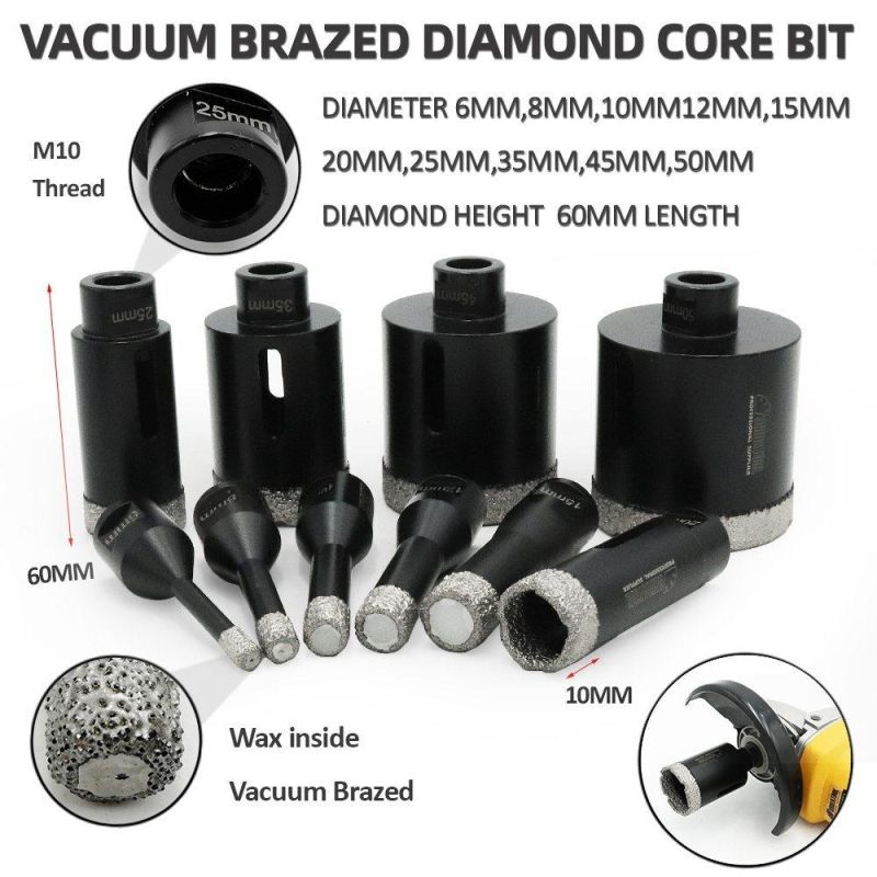 5/8-11 (American Thread) Vacuum Brazed Diamond Drilling Core Bits Drills Hole Saw Hole Cutter Diamond Drill Bit for Porcelain Marble Granite