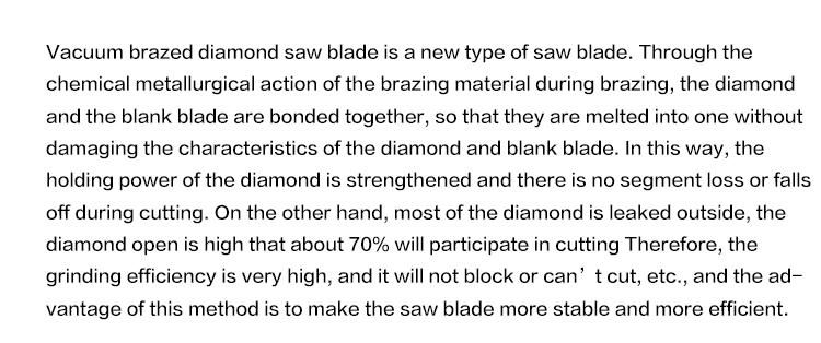 Vacuum Brazed Diamond Saw Blades for Marble Tile Dry Cutting