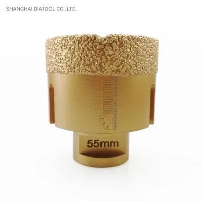 Shdiatool Dia 55mm Vacuum Brazed Diamond Drilling Bits With15mm Diamond Height for Granite Marble Ceramic