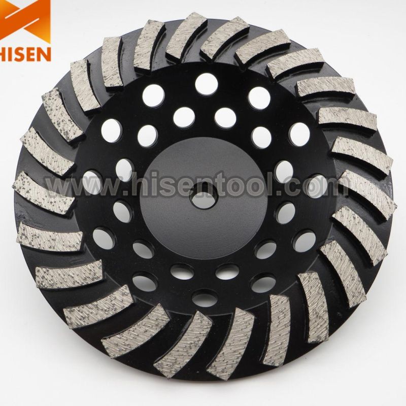 7" Spiral Pattern Diamond Cup Wheel for Concrete with 24 Segments