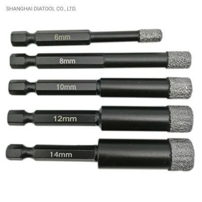 Vacuum Brazed Diamond Drill Bit with Quick-Fit Shank for Granite Marble Porcelain Tile Drilling