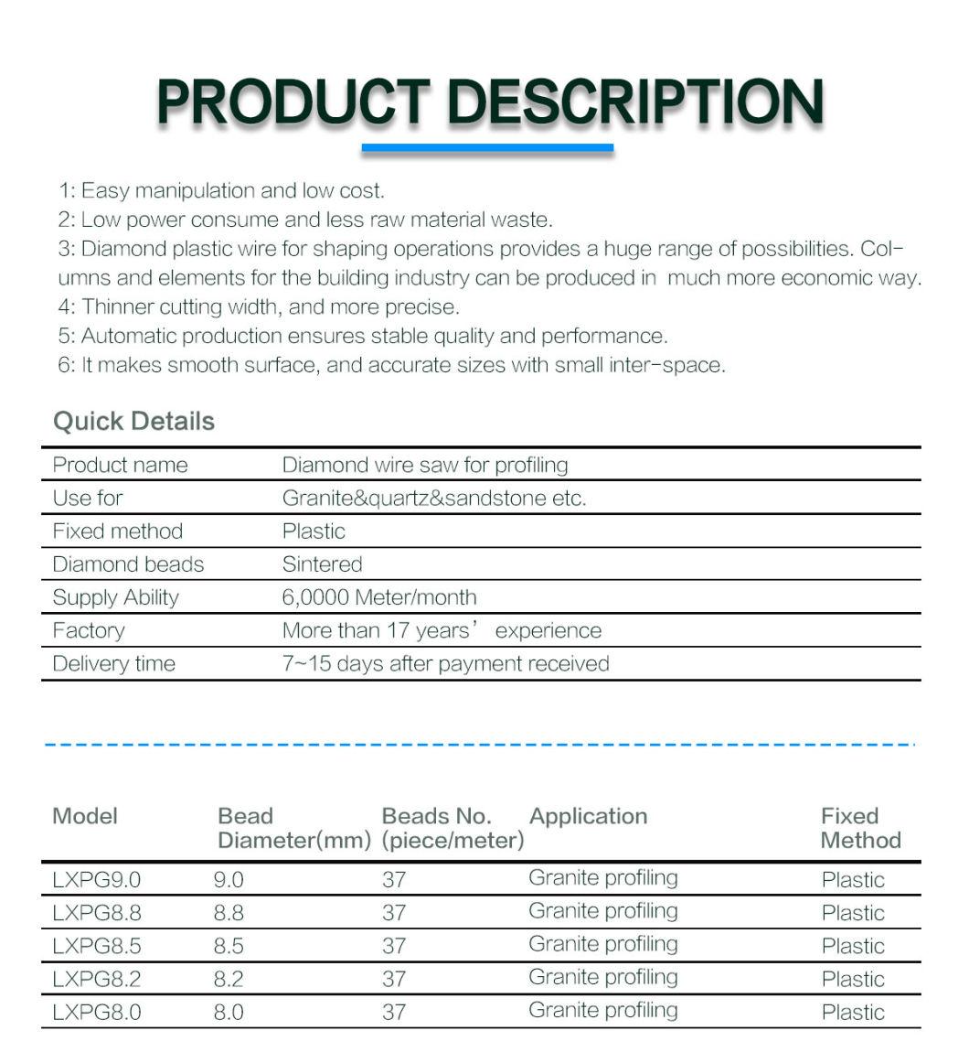 Marble Stone Diamond Wire Saw for Profiling Marble Blcok Wire Rope