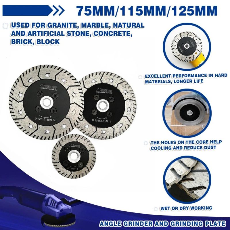 3in 75mm Diamond Cutting Grindng Disc Saw Blade Dual Blade Cut Grind Sharpen Granite Concrete