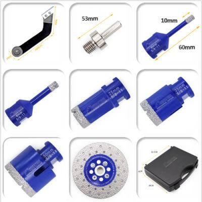 1set Boxed (6/8/25/35/50/115mm grinding discs/hex adapter/Seam cleaner) Diamond Drilling Bits 5/8 Thread