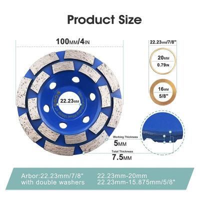 Longer Life 115mm 4.5 Inch Double Row Diamond Cup Wheel Disc for Grinding Concrete Marble Granite
