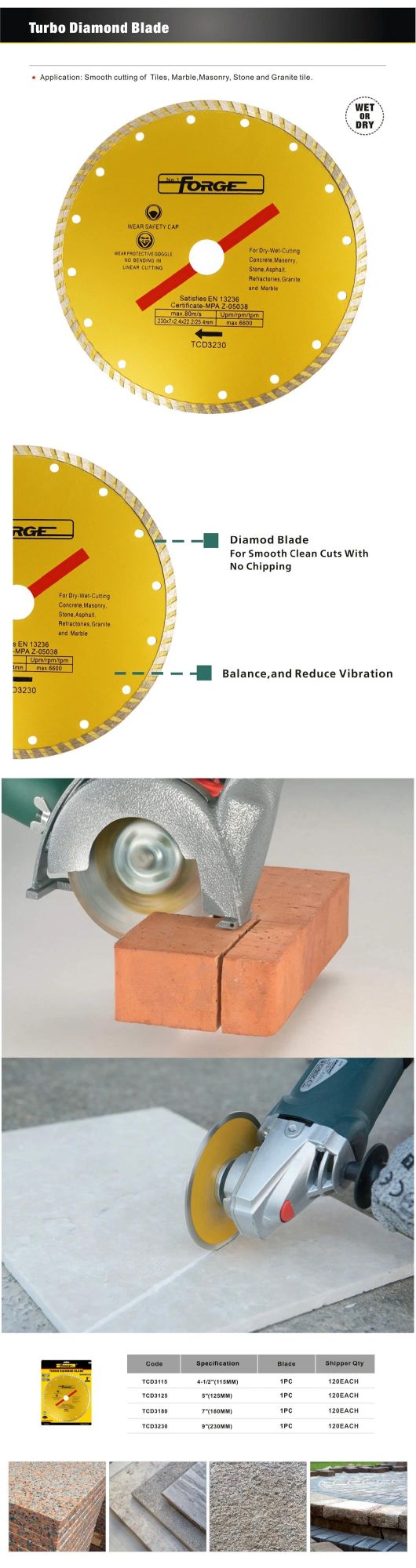 230mm (9") Cutting Disc Turbo Diamond Blades
