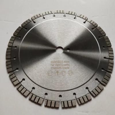 Long Lifespan 350mm Laser Welded Diamond Saw Blade with Turbo Segment for Hard Granite