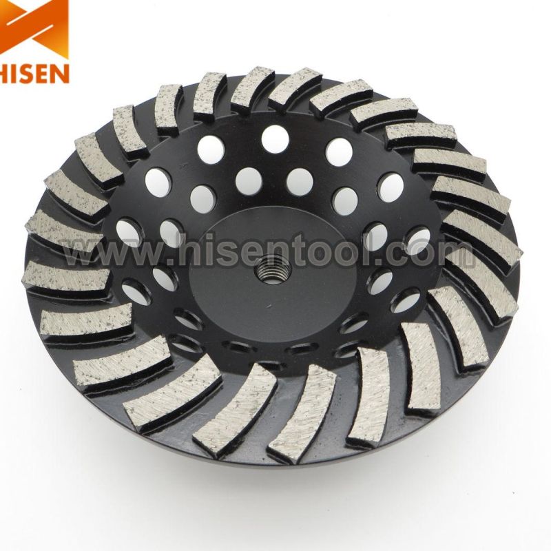 7" Spiral Pattern Diamond Cup Wheel for Concrete with 24 Segments