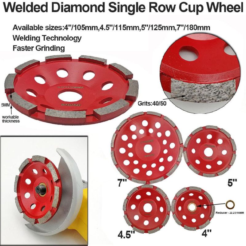 5inch /125mm Welded Diamond Single Row Cup Wheel for Concrete and Other Construction Material