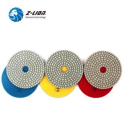 Zlion 4 Inch 3 Step Polishing Pads Stone Abrasive Grinding Wheel Wet Use for Granite Marble