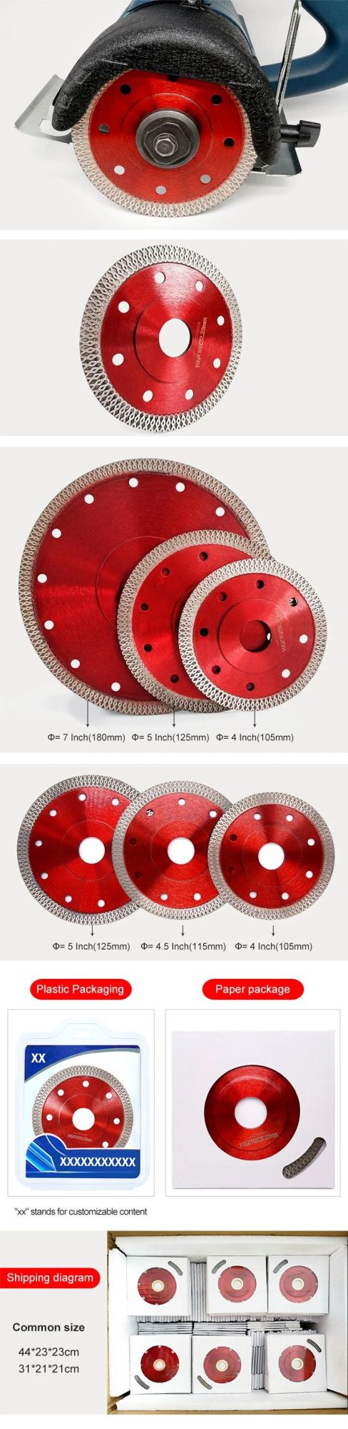 Continuous Rim Diamond Cutting Blade Discs for Ceramic, Marble