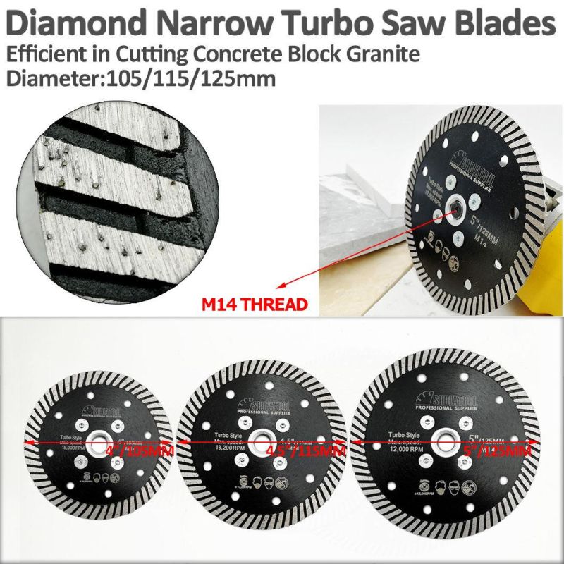 105/115/125/150/180/230mm Diamond Disc Turbo Diamond Saw Blade for Granite Masonry Marble