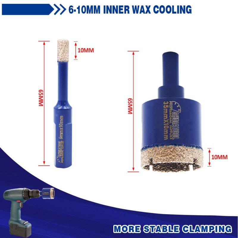 Shdiatool Diamond Core Drill Bit Brazed Brill Triangular Shank for Granite Marble Masonry Concrete