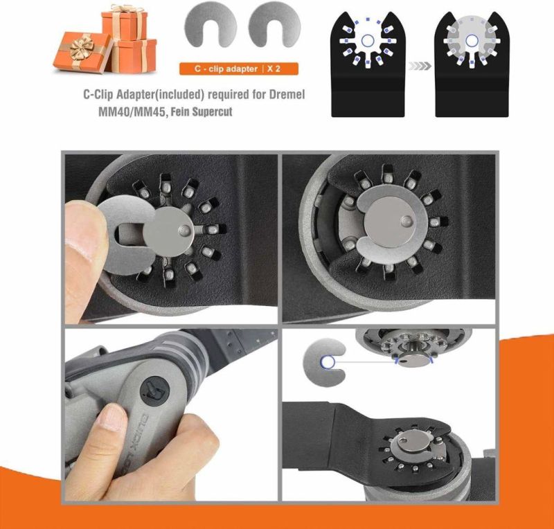 Diamond Stainless Steel Electroplated E-Shaped Saw Blade Oscillating Multi-Tool for Grout Removal, Flush Cut