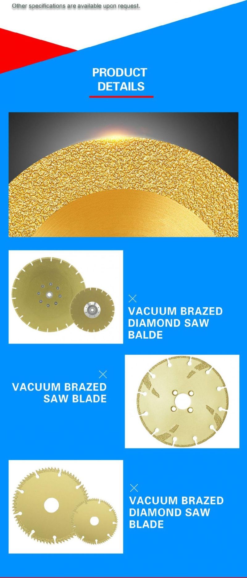 Vacuum Brazed Diamond Saw Blade for Dry Cutting Stone Metal Braces Hardened Locks and Shackles