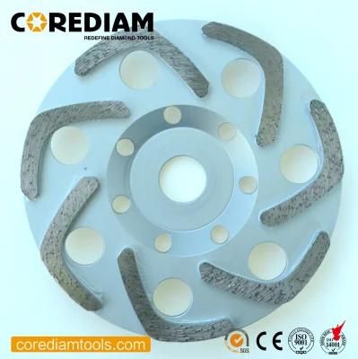 4-Inch/105mm Brazed Diamond Cup Wheel with F Segment for Concrete and Masonry/Diamond Grinding Cup Wheel/Tooling