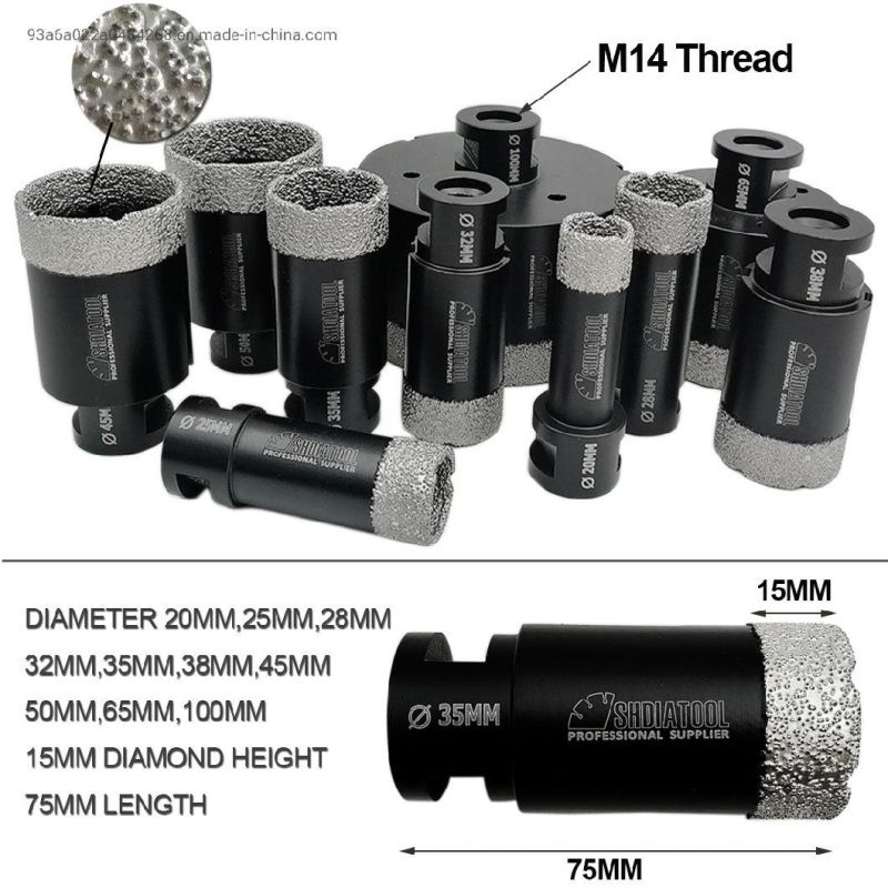 5/8-11 (American Thread) Vacuum Brazed Diamond Drilling Core Bits Drills Hole Saw Hole Cutter Diamond Drill Bit for Porcelain Marble Granite