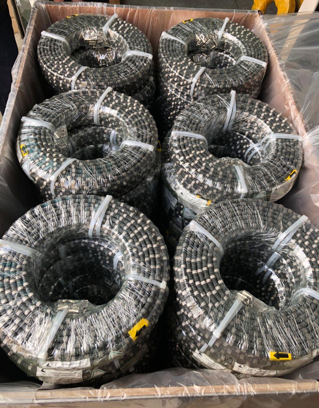 10.5mm Diameter Sintered Beads for Cutting Steel and Cast Iron Rubber+Flat Spring Reinforced Diamond Wire Saw